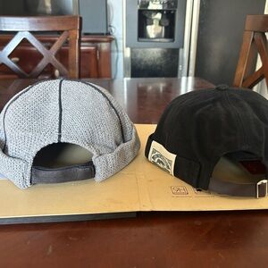 Mongous Gray Knit & Black Corduroy Caps - Set of 2